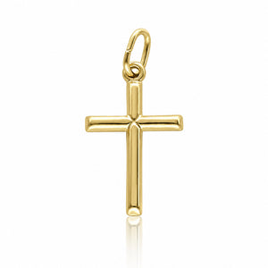 CRUZ PLATA CHAPADA PALO LISO - 16x26MM