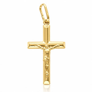 CRUZ PLATA CHAPADA EN ORO CRISTO - 20x38MM