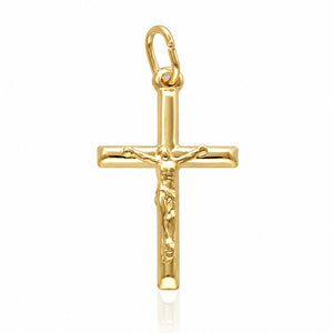 CRUZ PLATA CHAPADA EN ORO CRISTO - 18x30MM