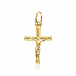 CRUZ PLATA CHAPADA EN ORO CRISTO - 15x26MM