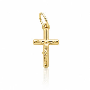 CRUZ PLATA CHAPADA EN ORO CRISTO - 11x20MM