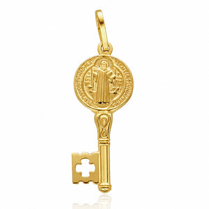 COLGANTE PLATA CHAPADA EN ORO LLAVE SAN BENITO GRANDE - 10x26MM