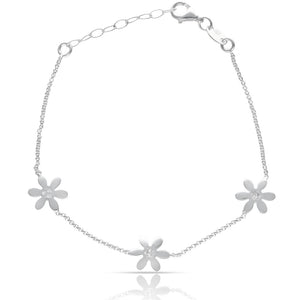 PULSERA PLATA 925MM MARGARITAS + CIRCONITAS