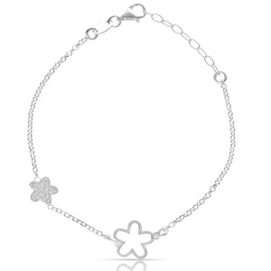 PULSERA PLATA 925MM FLORES
