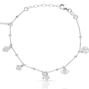 PULSERA PLATA 925MM MINI CHARMS AMULETOS ESMALTADOS