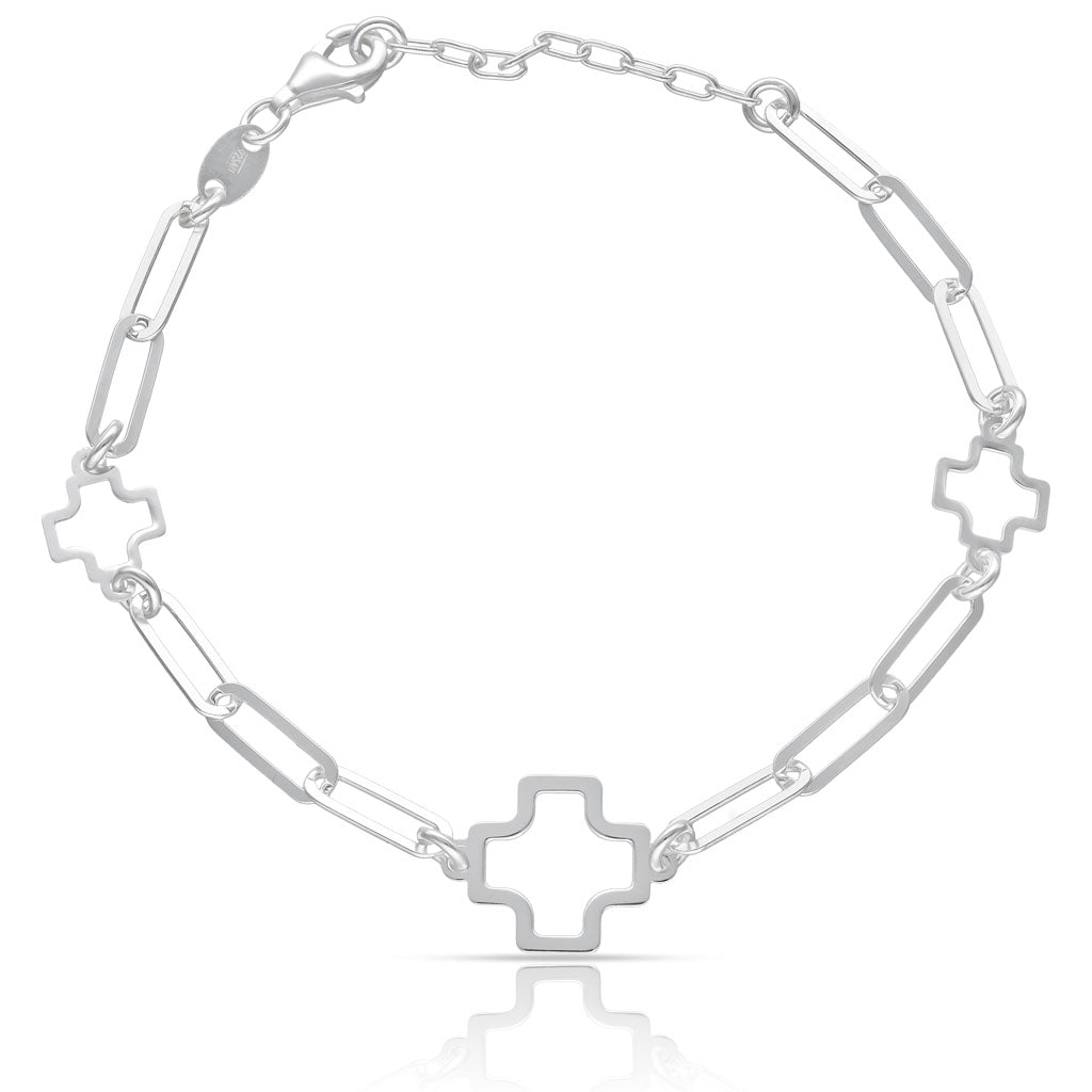 PULSERA PLATA 925MM CRUCES + ESLABONES