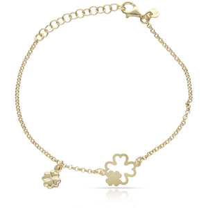 PULSERA PLATA CHAPADA EN ORO TREBOL DE LA SUERTE