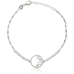 PULSERA PLATA 925MM CIRCULO ESTRELLAS