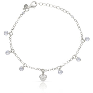 PULSERA PLATA 925MM CORAZON + CIRCONITAS