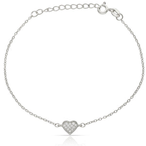 PULSERA PLATA 925MM CORAZON CIRCONITAS