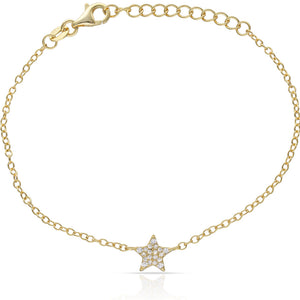 PULSERA PLATA CHAPADA EN ORO ESTRELLA CIRCONITAS