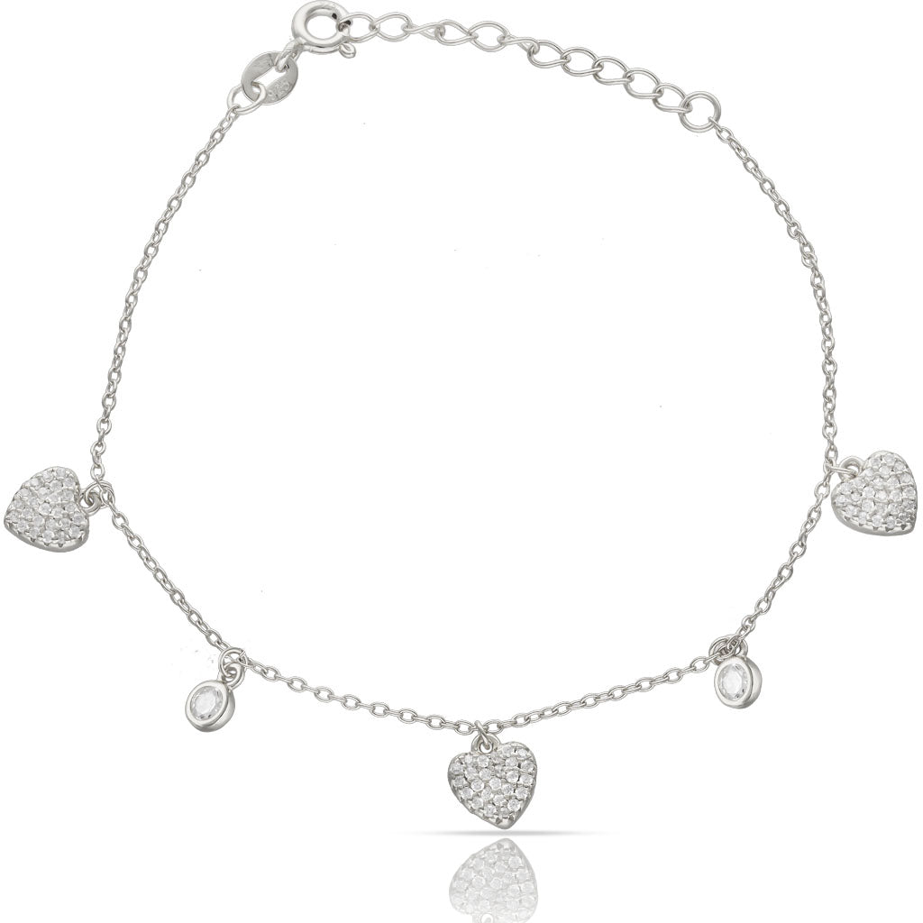 PULSERA PLATA 925MM CORAZON + CIRCONITAS