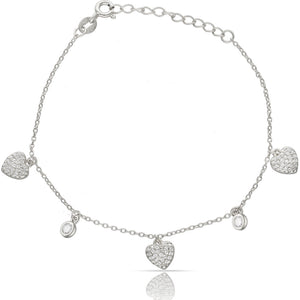 PULSERA PLATA 925MM CORAZON + CIRCONITAS