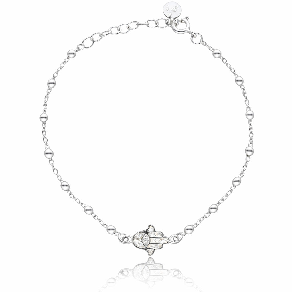 PULSERA PLATA 925MM MANO DE FATIMA + BOLAS