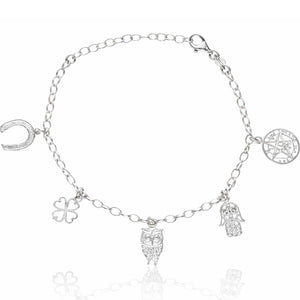 PULSERA PLATA 925MM AMULETOS