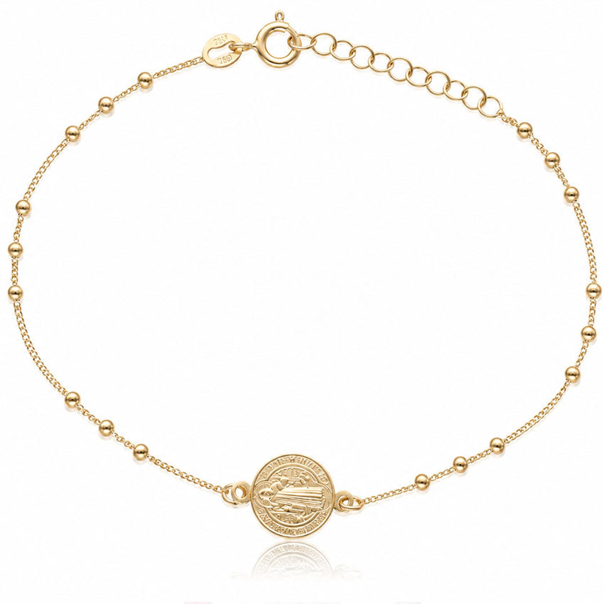 PULSERA PLATA CHAPADA EN ORO SAN BENITO + BOLAS