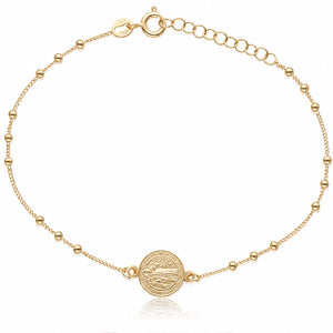 PULSERA PLATA CHAPADA EN ORO SAN BENITO + BOLAS