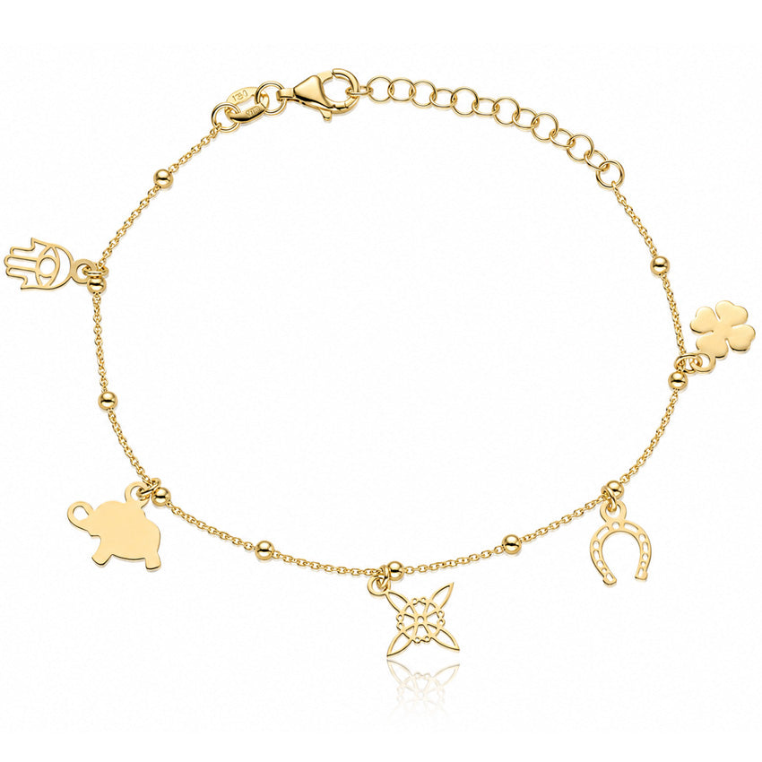 PULSERA PLATA CHAPADA EN ORO FORTUNA