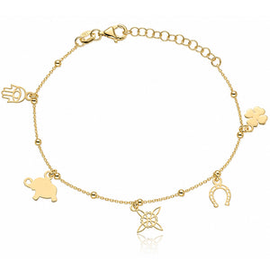 PULSERA PLATA CHAPADA EN ORO FORTUNA