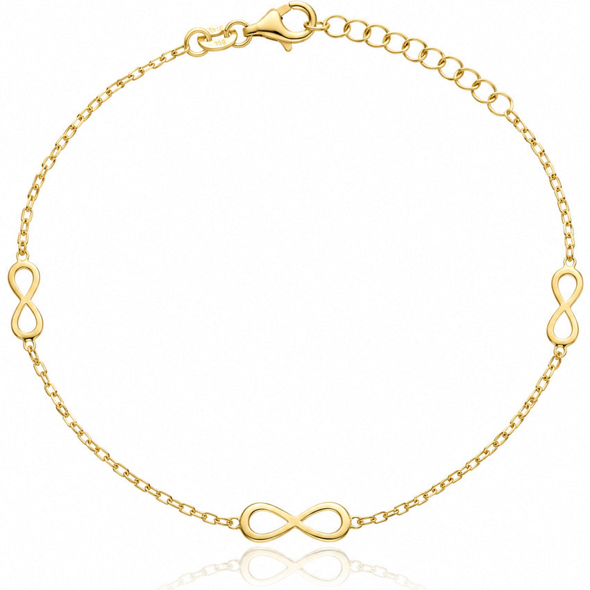 PULSERA PLATA CHAPADA EN ORO 3 INFINITOS