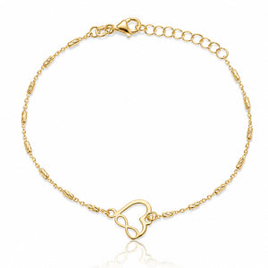 PULSERA PLATA CHAPADA EN ORO CORAZON + INFINITO
