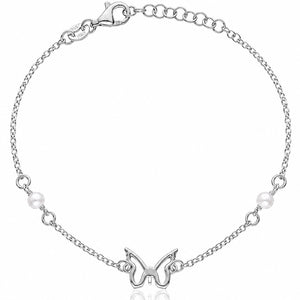 PULSERA PLATA 925MM MARIPOSA + PERLAS