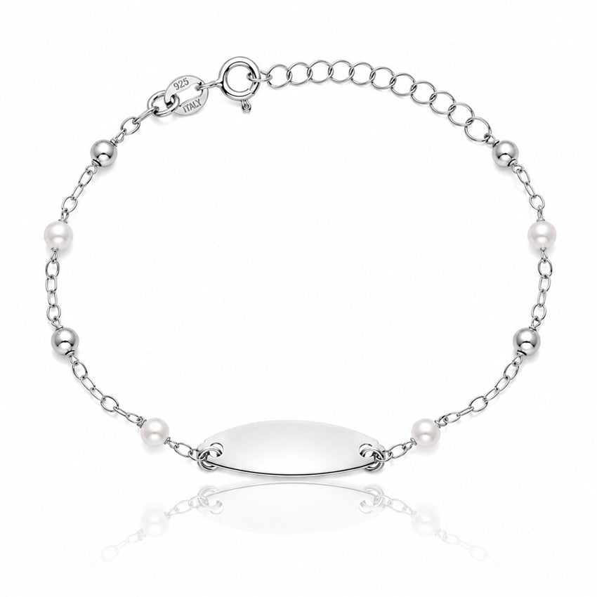 PULSERA BEBE PLATA 925MM BOLAS + PERLAS