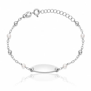 PULSERA BEBE PLATA 925MM BOLAS + PERLAS