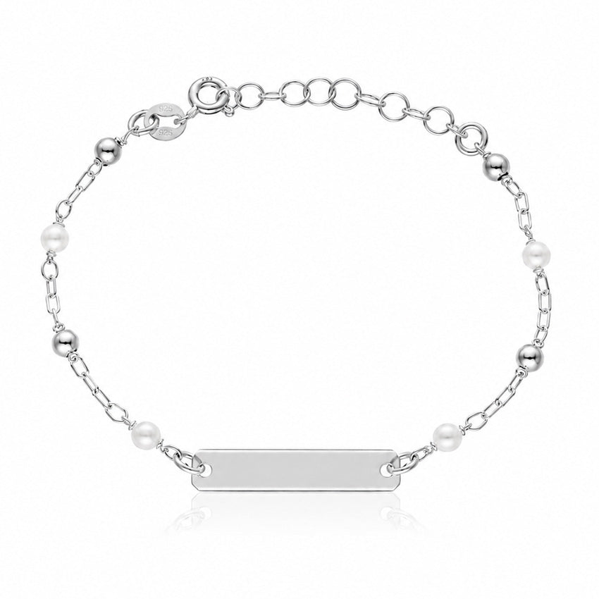 PULSERA BEBE PLATA 925MM BOLAS + PERLAS