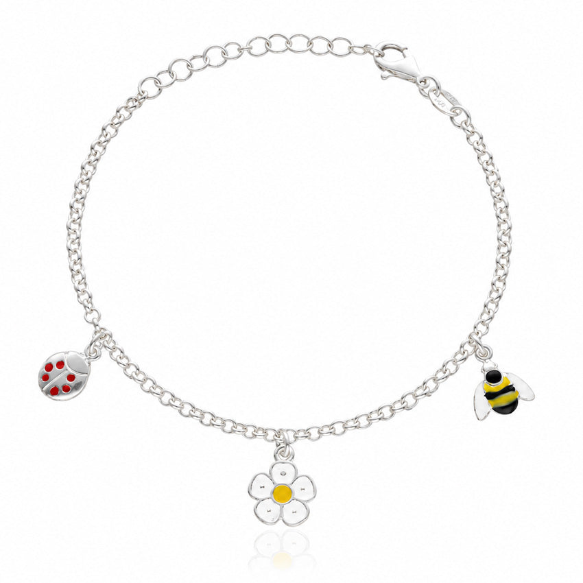 PULSERA PLATA 925MM MARIQUITA + MARGARITA + ABEJA