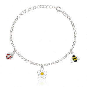 PULSERA PLATA 925MM MARIQUITA + MARGARITA + ABEJA