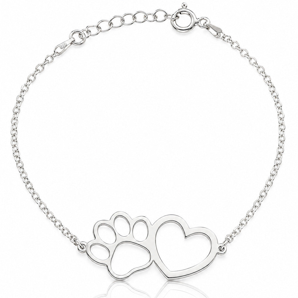 PULSERA PLATA 925MM HUELLA + CORAZON