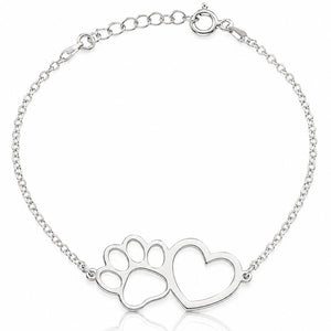 PULSERA PLATA 925MM HUELLA + CORAZON