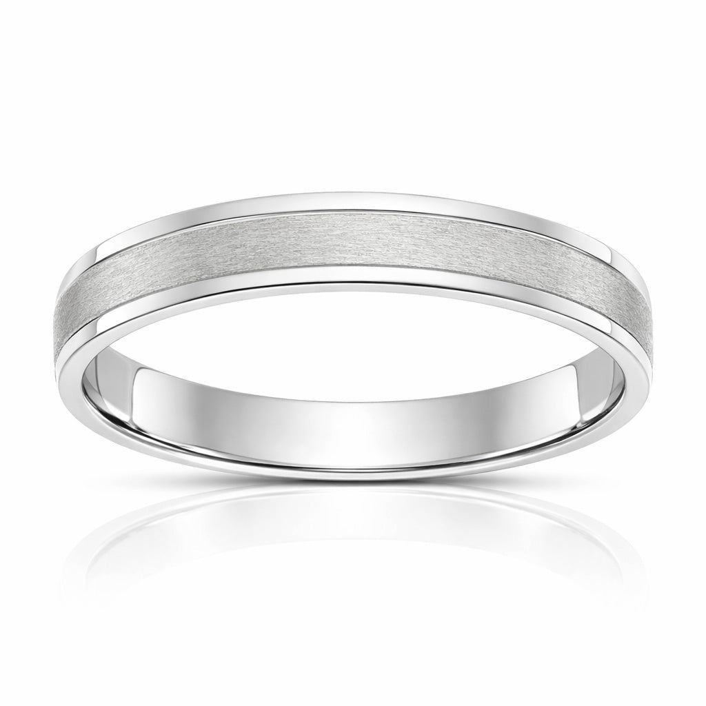 ALIANZA ORO BLANCO 18KL MATE-BRILLO - 4MM