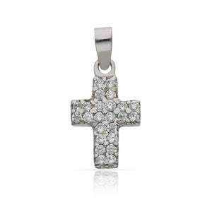 CRUZ ORO BLANCO 18KL CIRCONITAS - 11x16MM