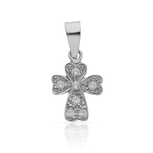 CRUZ ORO BLANCO 18KL CIRCONITAS - 10x15MM