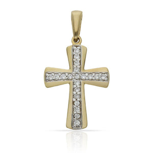 CRUZ ORO 18KL BICOLOR CIRCONITAS - 14x21MM