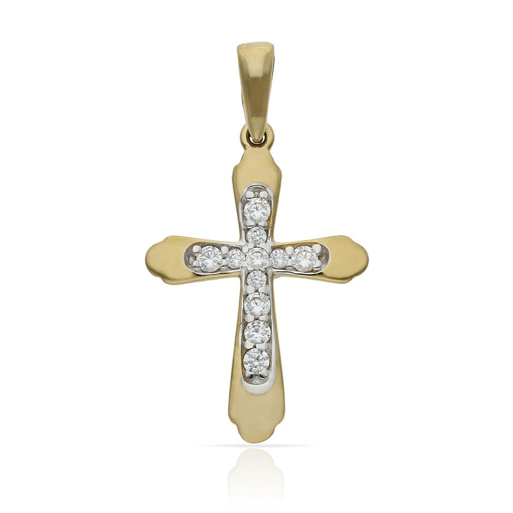 CRUZ ORO 18KL BICOLOR CIRCONITAS - 14x21MM