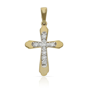 CRUZ ORO 18KL BICOLOR CIRCONITAS - 14x21MM