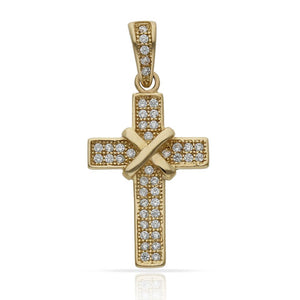 CRUZ ORO 18KL CIRCONITAS - 13x21MM