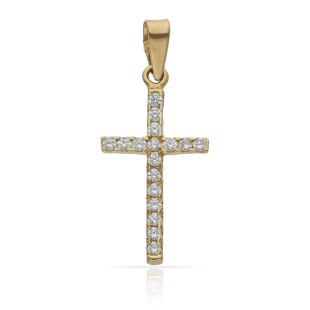 CRUZ ORO 18KL CIRCONITAS - 12x22MM