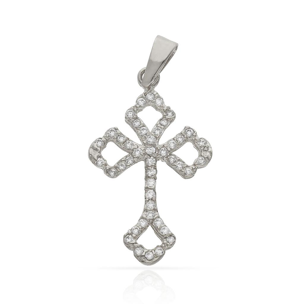 CRUZ ORO BLANCO 18KL CIRCONITAS - 14x22MM