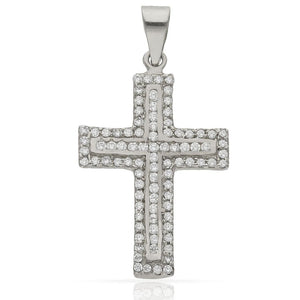 CRUZ ORO BLANCO 18KL CIRCONITAS - 17x26MM