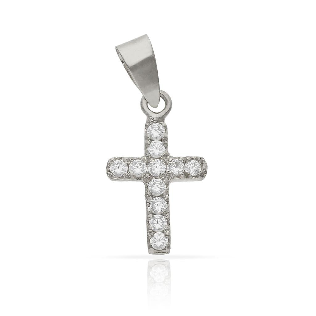 CRUZ ORO BLANCO 18KL CIRCONITAS - 9x15MM