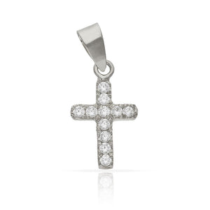 CRUZ ORO BLANCO 18KL CIRCONITAS - 9x15MM