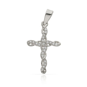 CRUZ ORO BLANCO 18KL CIRCONITAS - 13x20MM
