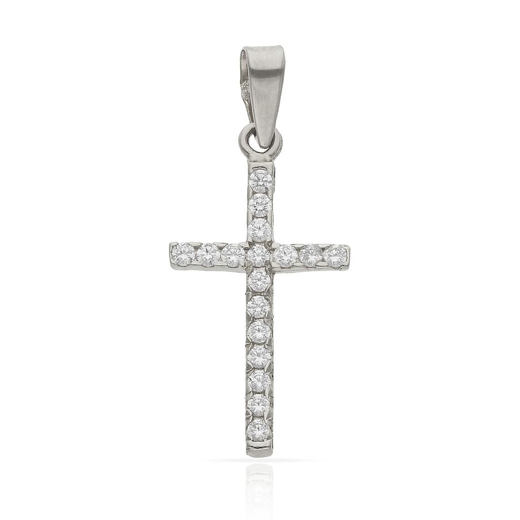 CRUZ ORO BLANCO 18KL CIRCONITAS - 12x22MM