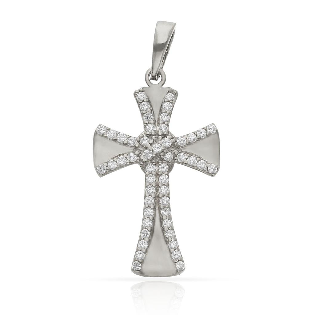 CRUZ ORO BLANCO 18KL CIRCONITAS - 13x22MM
