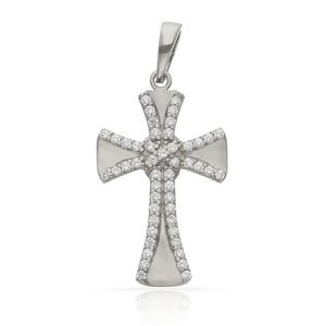 CRUZ ORO BLANCO 18KL CIRCONITAS - 13x22MM