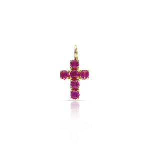 CRUZ ORO 18KL PIEDRAS ROJAS - 6.50x10MM